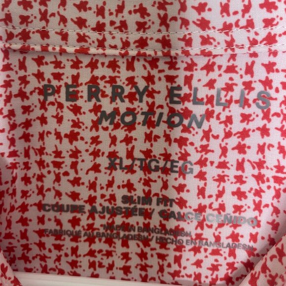 Perry Ellis Motion Shirt Mens XL Red Button Down Slim Fit Short Sleeve Casual Pr - Picture 2 of 9